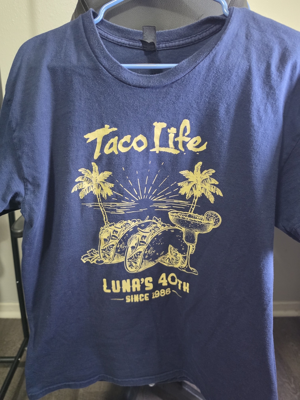 Gildan Navy Tee with Yellow Taco Life Graphic